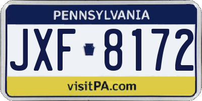 PA license plate JXF8172