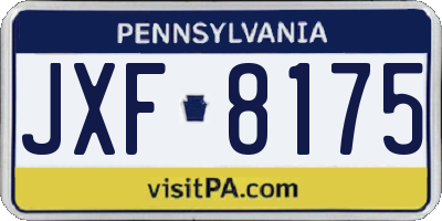 PA license plate JXF8175