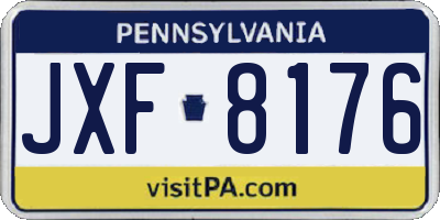PA license plate JXF8176