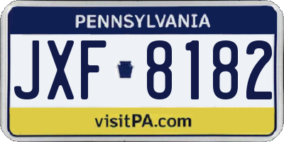 PA license plate JXF8182