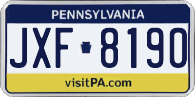 PA license plate JXF8190
