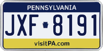 PA license plate JXF8191