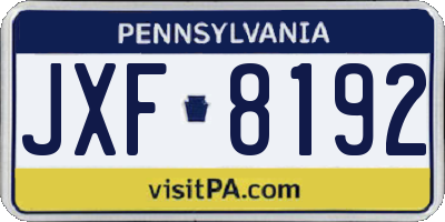 PA license plate JXF8192