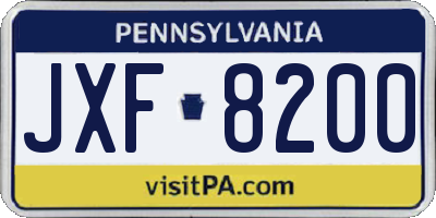 PA license plate JXF8200