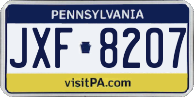 PA license plate JXF8207