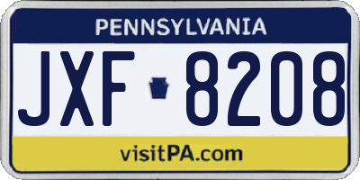 PA license plate JXF8208