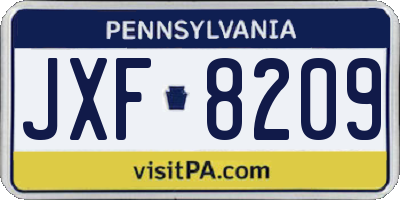 PA license plate JXF8209