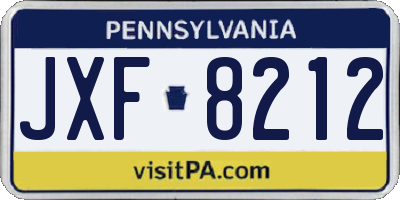 PA license plate JXF8212