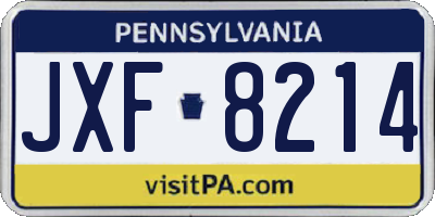 PA license plate JXF8214