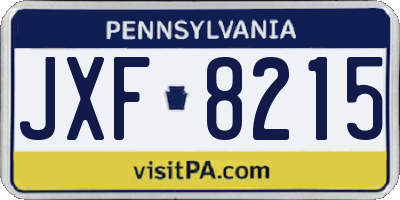 PA license plate JXF8215