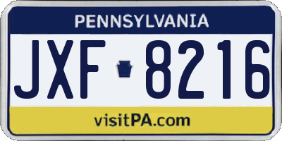 PA license plate JXF8216
