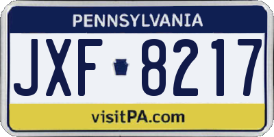 PA license plate JXF8217