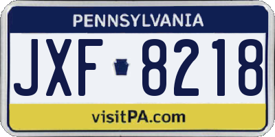 PA license plate JXF8218