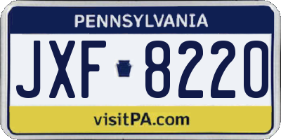 PA license plate JXF8220