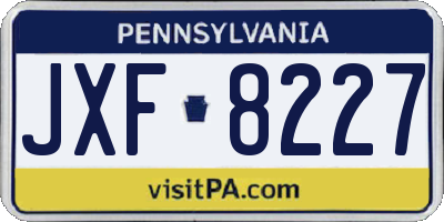 PA license plate JXF8227