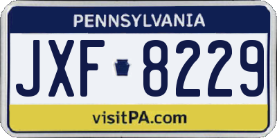 PA license plate JXF8229