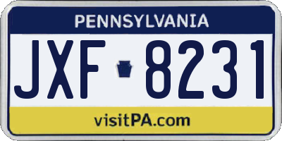 PA license plate JXF8231