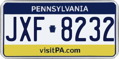 PA license plate JXF8232