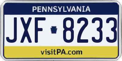 PA license plate JXF8233