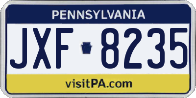PA license plate JXF8235