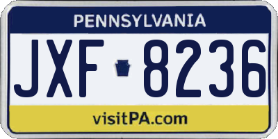 PA license plate JXF8236