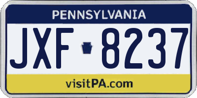 PA license plate JXF8237