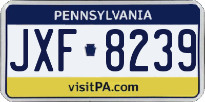 PA license plate JXF8239