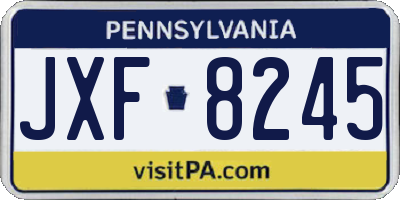 PA license plate JXF8245