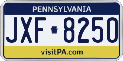 PA license plate JXF8250