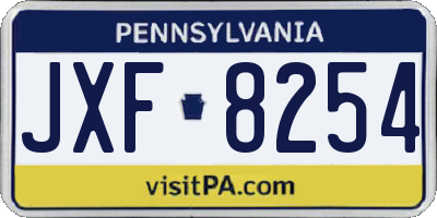 PA license plate JXF8254