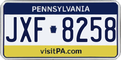 PA license plate JXF8258