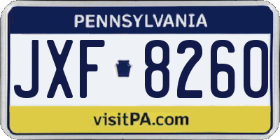 PA license plate JXF8260