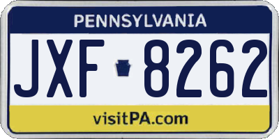 PA license plate JXF8262
