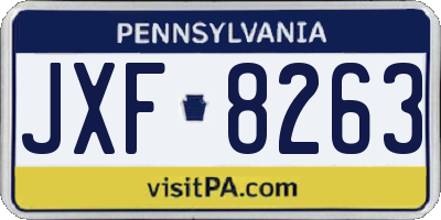 PA license plate JXF8263