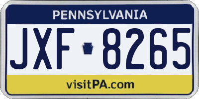 PA license plate JXF8265