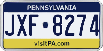 PA license plate JXF8274