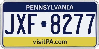 PA license plate JXF8277