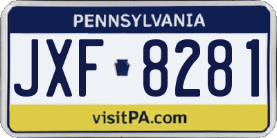 PA license plate JXF8281