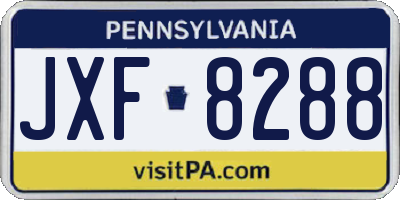 PA license plate JXF8288