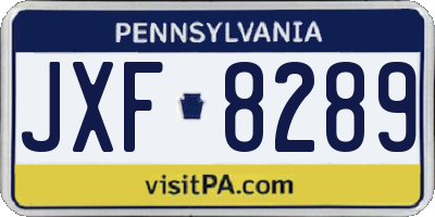 PA license plate JXF8289
