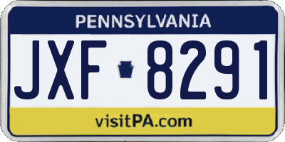 PA license plate JXF8291
