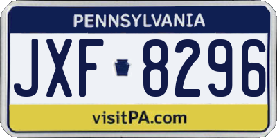 PA license plate JXF8296