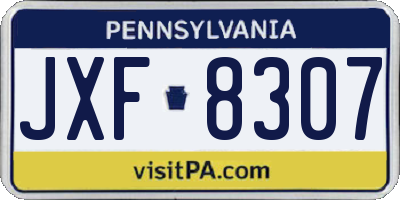 PA license plate JXF8307