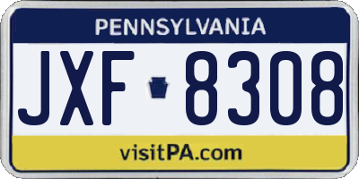 PA license plate JXF8308
