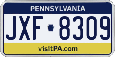 PA license plate JXF8309