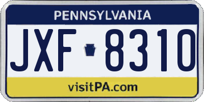 PA license plate JXF8310