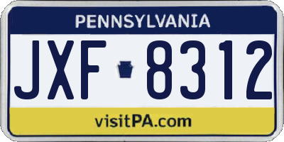 PA license plate JXF8312