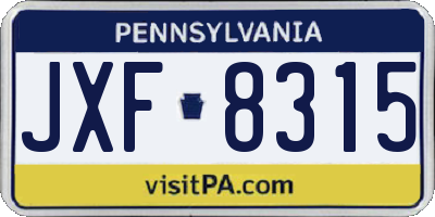 PA license plate JXF8315