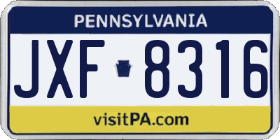 PA license plate JXF8316