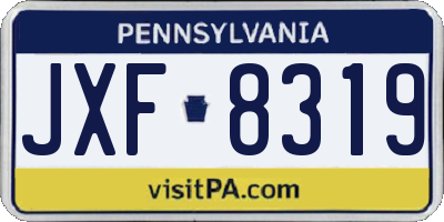 PA license plate JXF8319
